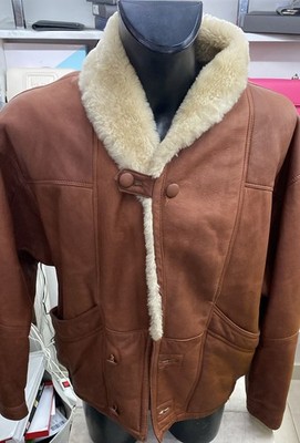 Men's Shearling Coat CONBIPEL Size 52 Brown Code AE134
