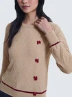 JAMES LAKELAND BOW JUMPER CAMEL TAN PETITE WOOL CASHMERE BLEND XXS XS 4 6 8