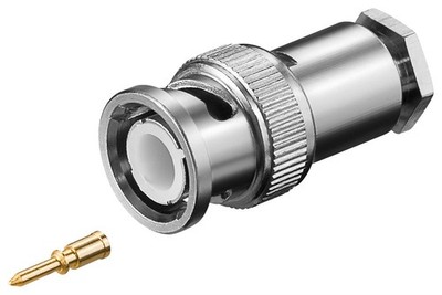 goobay BNC Stecker mit Schraubanschluss für RG 58/U Kabel mit GoldPin