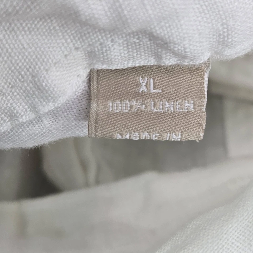 Bruno New York Men Button Up Shirt XL White Linen Classic Long Sleeve - Image 3 of 4