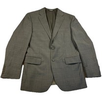 Jos A Bank Traveler Travel Tech Blazer Suit Jacket Mens Grey Plaid Slim Fit 38R