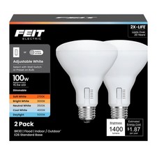 Feit Electric BR30 LED Light Bulb, 100W Equivalent, 100W, White