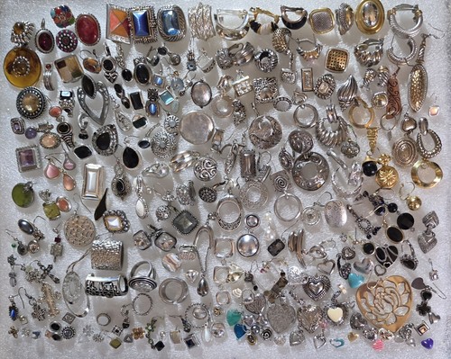 Vintage RHINESTONES SINGLE Earrings Craft Repurpose Parts Pieces Jewelry Lot #00