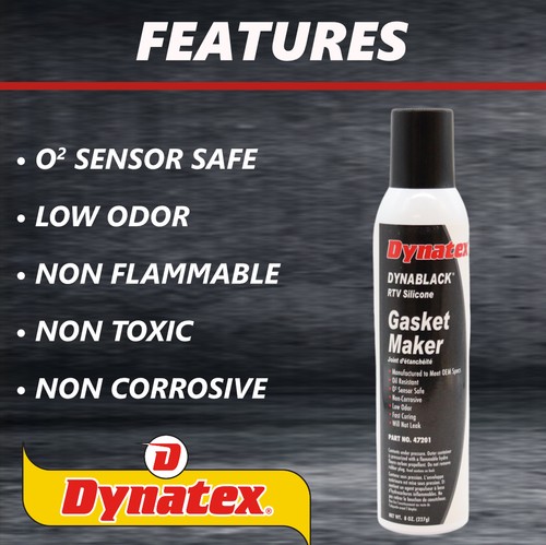 Dynatex DynaBlack RTV Silicone Gasket Maker, 8oz Auto Can Made in USA (10-Pack) - Photo 4/9