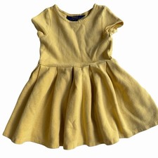Polo Ralph Lauren Yellow Girls Pleated Ottoman Rib Dress Medium 8-10