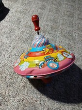Vintage Ohio Art Metal Spinning Top Road Runner Super Bee Mopar Scat Pack