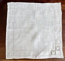 VINTAGE HANKY 1920s WHITE FINE LINEN MADE IN SWITZERLAND FILET DRAWN WORK NEW