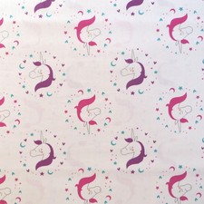 By The Yard Unicorn Faces On White Cotton 3.99 Ships Any Amount Of Fabric.