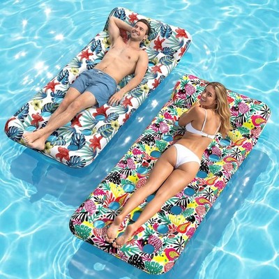 Inflatable Pool Float Lounge - 2 Pack Floaties Rafts for Adults Floating Lounger
