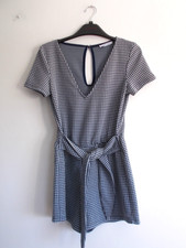 ZARA TRAFALUC NAVY & WHITE GINGHAM CHECK PLAYSUIT SIZE S