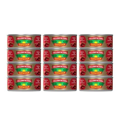 Genova Yellowfin Tuna In Olive Oil 5Oz 12 Pack Rich Calabrian Chili Flavor