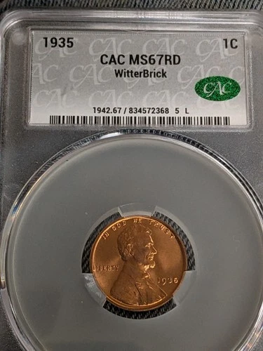 1935 Lincoln Cent CAC MS67 RED