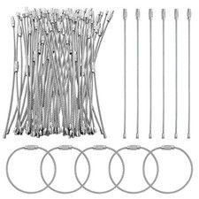 60 Stück Schlüsselanhänger aus Edelstahldraht, feste Schnallenkabel Türringe ...
