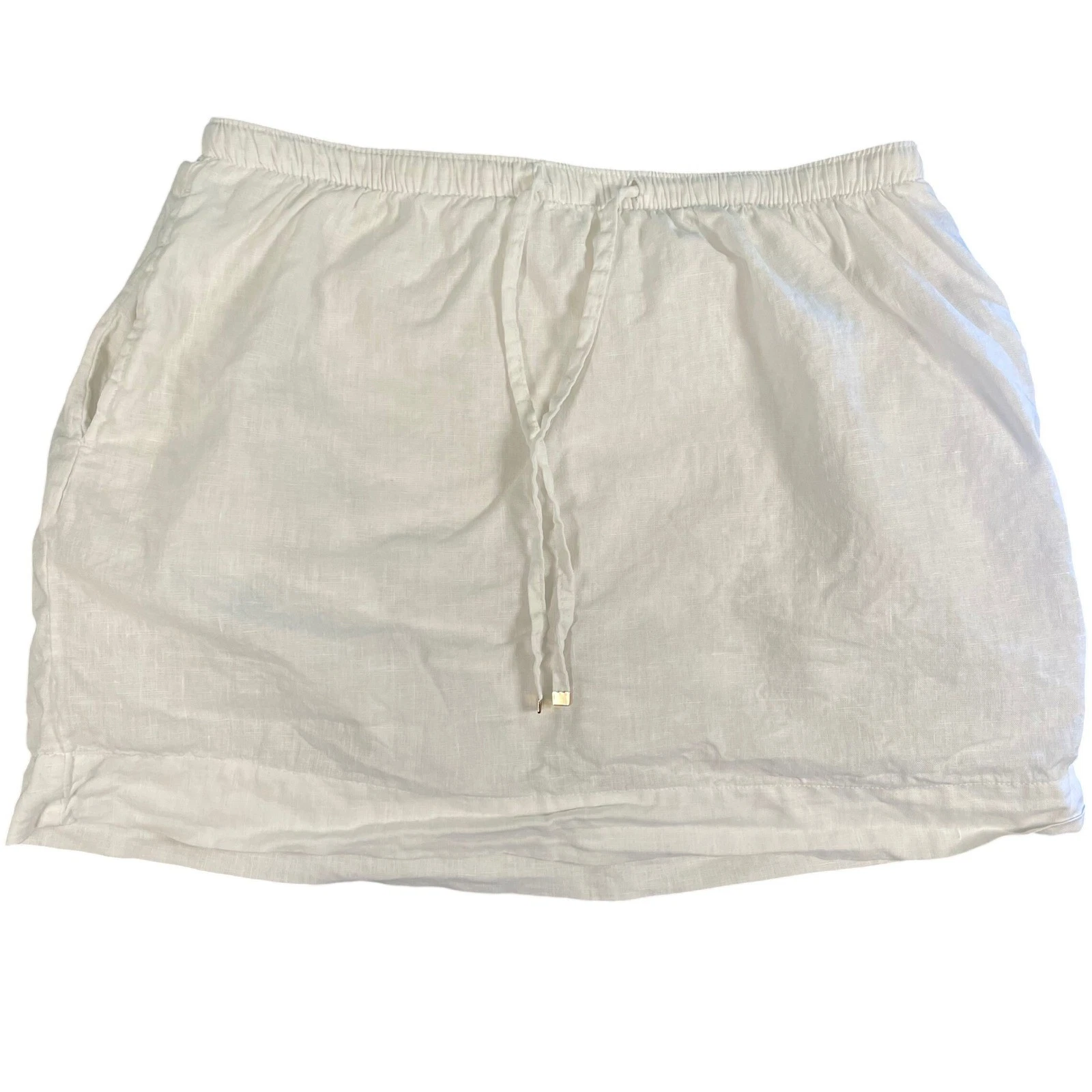C&C California 100% Linen White Skirt/Skort Size Large Beach Festival Vacation