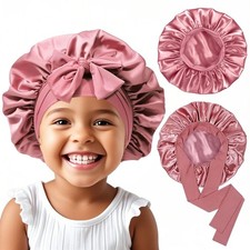 2Pcs Baby Silk Satin Bonnet for Kids Sleeping Cap - Elastic Wide Band Hair Bo...