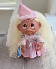 VTG  1985 Norfin Dam Pink Princess Troll Doll Denmark 9” Lady Gwen Tag