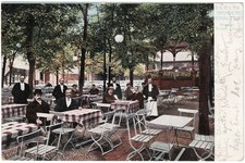 alte Ak Berlin, Ausschank der Brauerei Königstadt, Terrasse, gelaufen