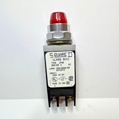 Square D Class 9001 Type JP38 Series C Panel Indicator Lamp Red 120V AC-DC