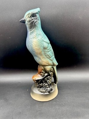 AS IS Vintage Ceramic Eastern Blue Jay Figurine Sculpture 13in