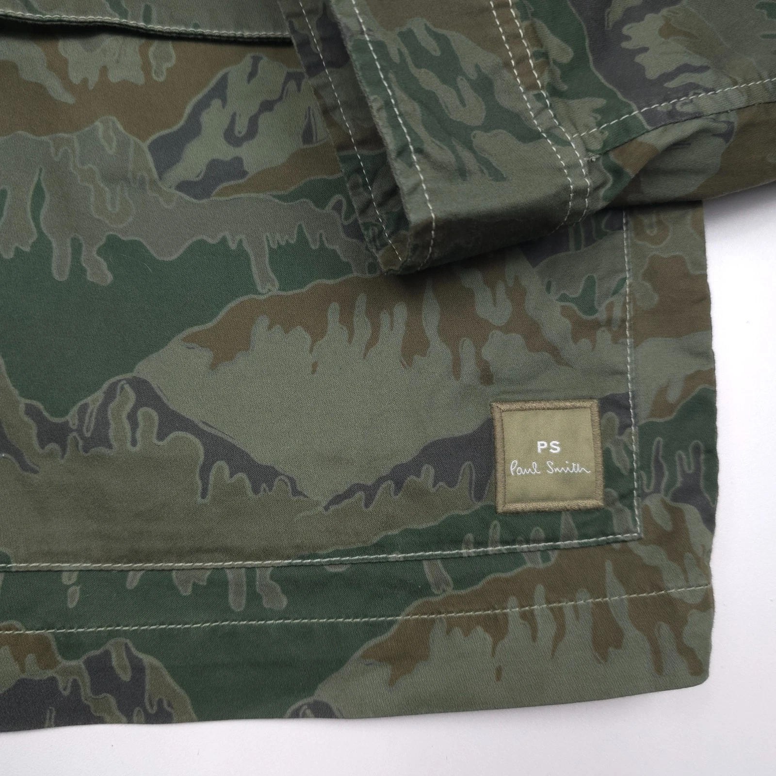 PS Paul Smith Mountain Camo Field Jacket Mens Medium Greyish Green Camouflage image 7