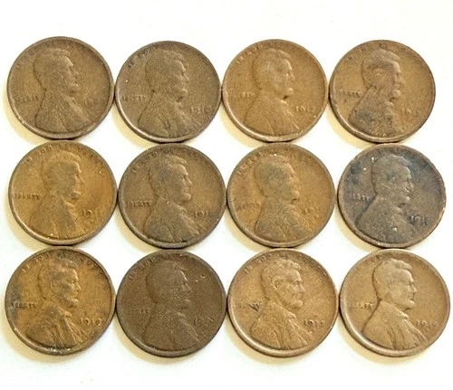 12 Lincoln Cent Teen Wheats Unique 1909 10 13 15 15D 16 16D 11 18 18D 17D 19D