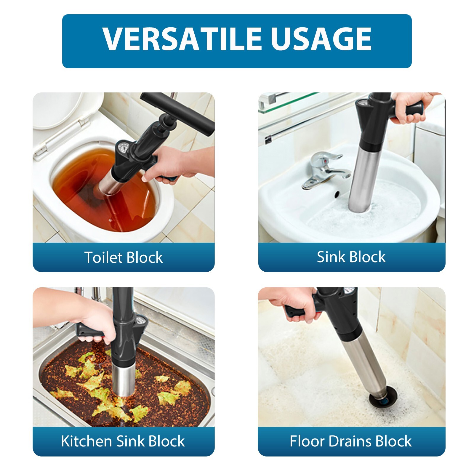 High Pressure Toilet Air Plunger Kit Air Toilet Unclogger Air Drain