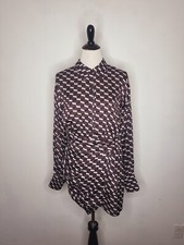 L'ACADEMIE The Mini Wrap Dress Women's Small Long Sleeve In Chocolate