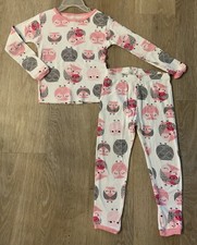 Carter  s Girl  s Size 4T Off White 2Pc. Pajama Set With Pink  Gray Owls