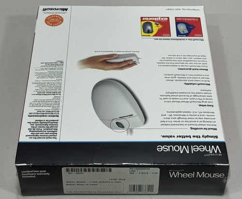 VTG NEW Microsoft Wheel Mouse Part No X04-75667 Sealed in Box UPC 093007833511 - Picture 13 of 14