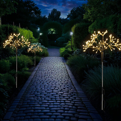 LED Gartenstecker Feuerwerk Dekostäbe Pusteblume Firework Leuchtstäbe 3er Set