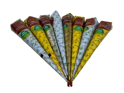 Zenia Premium Packk of  8 Bridal 100% Natural Henna Cones Paste Tattoos Body