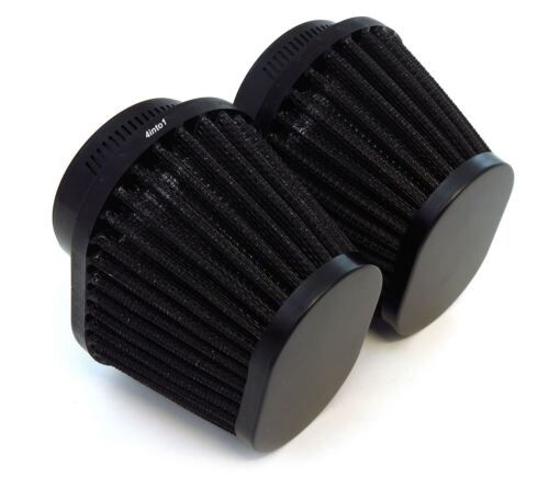 Set of 2 Black Performance Oval Pod Filters - 50mm - Honda CB/CL350/360/450 - Picture 1 of 4