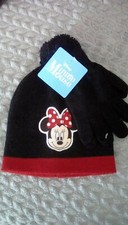Disney Girls Minnie Mouse Winter Hat and Mitten or Glove Set Child's size NWT i