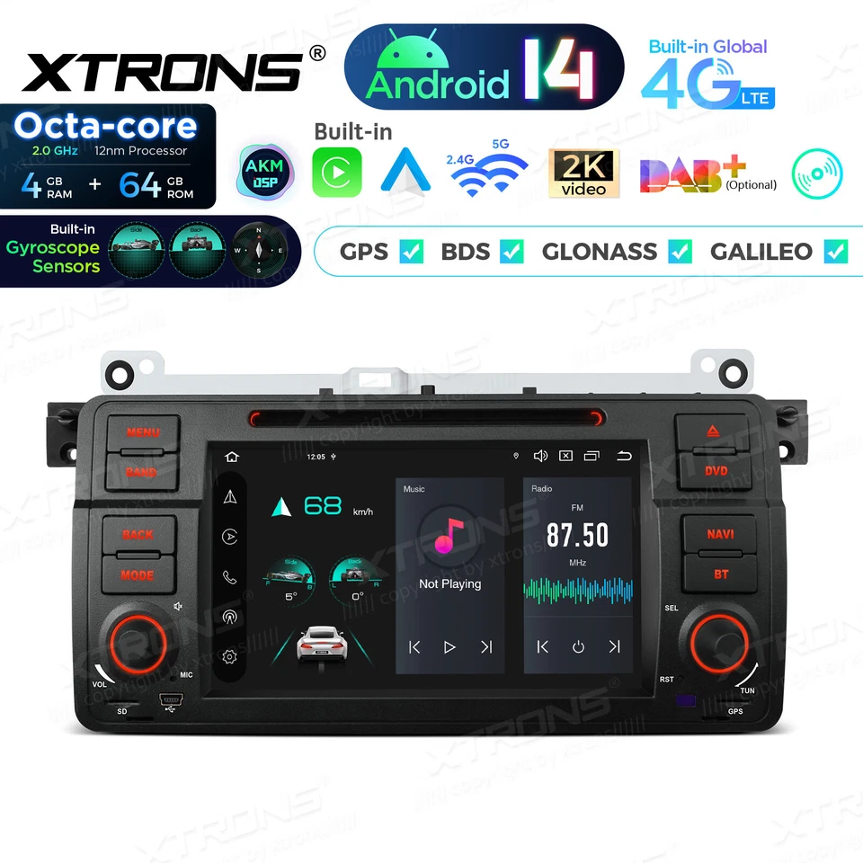 1 DIN 4G 64G Android 14 Octa Core Car Radio DSP 7" GPS DVD WIFI for BMW 3er E46 - Image 4 of 4