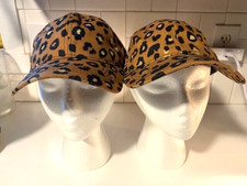 2 Leopard Baseball Caps/Hats Adjustable/one size Sunblock/Fashion Accessory Vtg