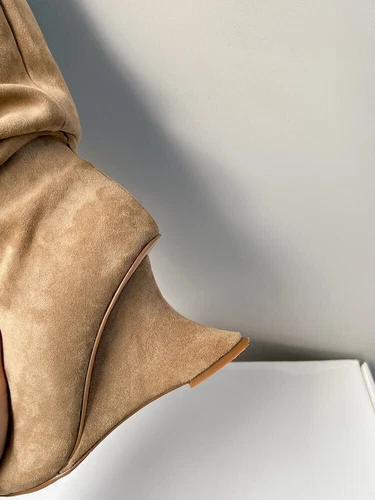 Women's Faux Suede Peep Toe Wedge Stretched Chic Slouchy Boots Sandal Shoes - Imagen 13 de 17