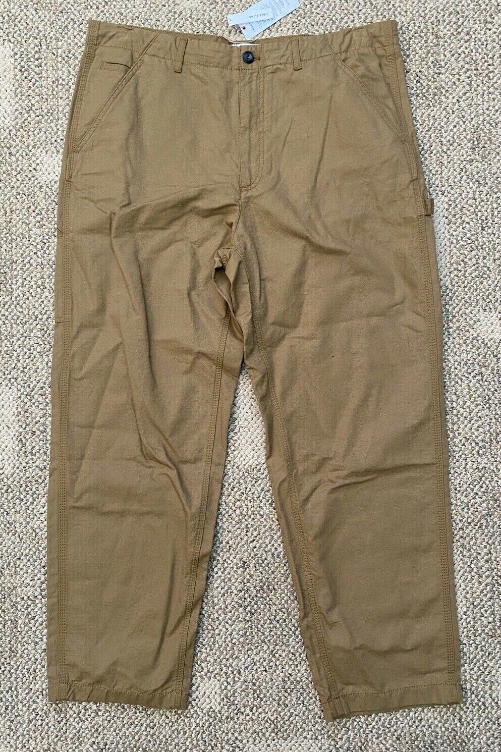 Lacoste Mens Linen Blend Carpenter Pants Brown Size 38 X 29 