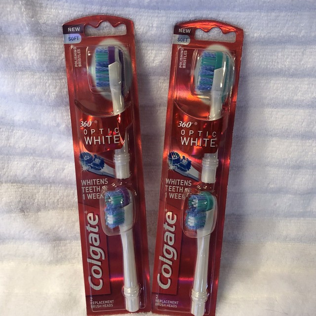Colgate 360 Optic White 4 Replacement Brush Heads Soft Polishing