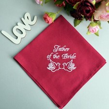 Father of the Bride Gift from Bride Burgundy Wedding Dad Cotton Handkerchief