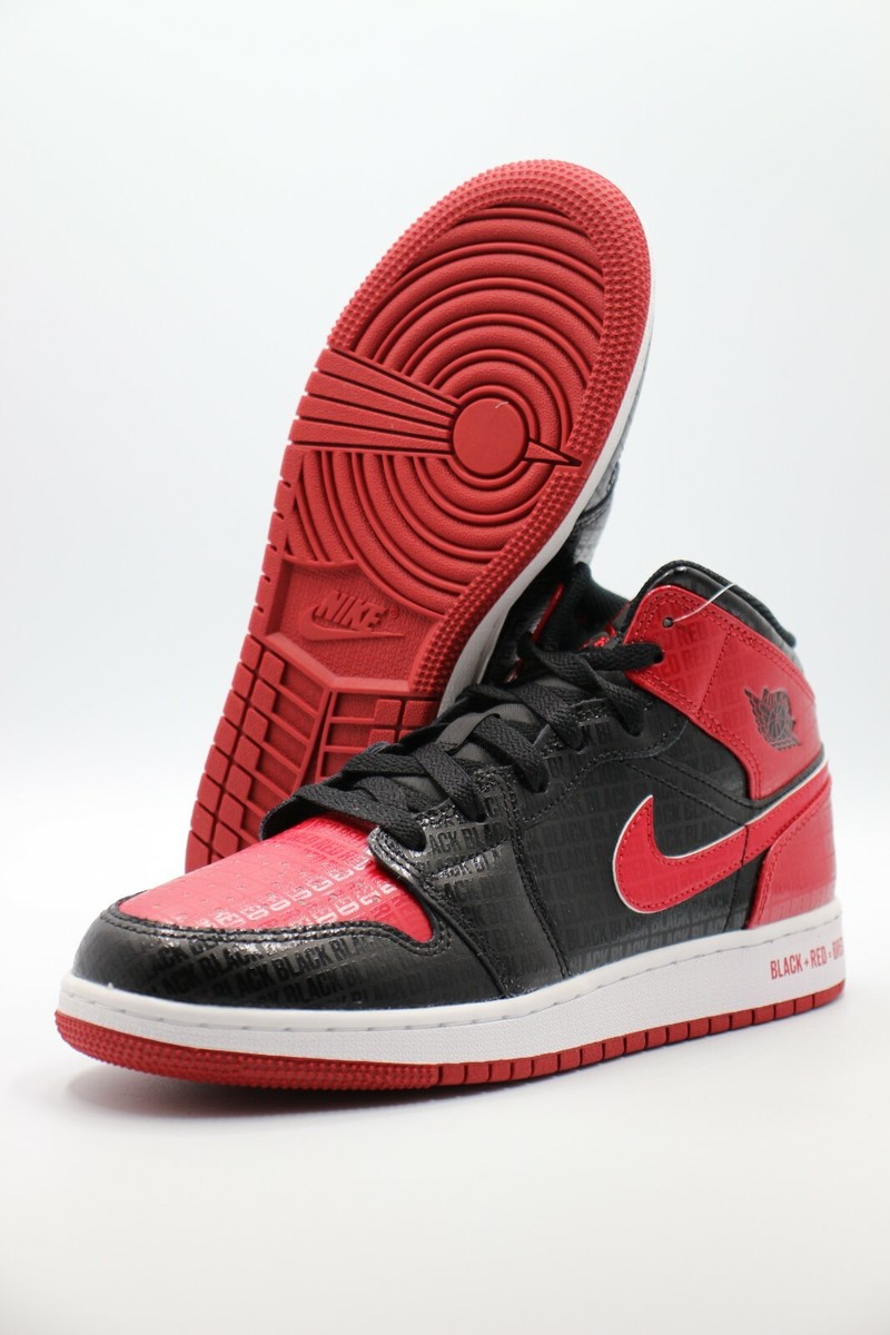 NIKE J AIR JORDAN 1 Mid “Bred Text 23cm Jordan 1 Mid Bred Text On Feet Review - YouTube