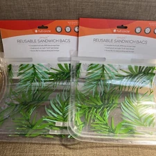 Full Circle Reusable Food Storage Bags  - 8x8" Sandwich, Palm Print 2 Sets Of 2!