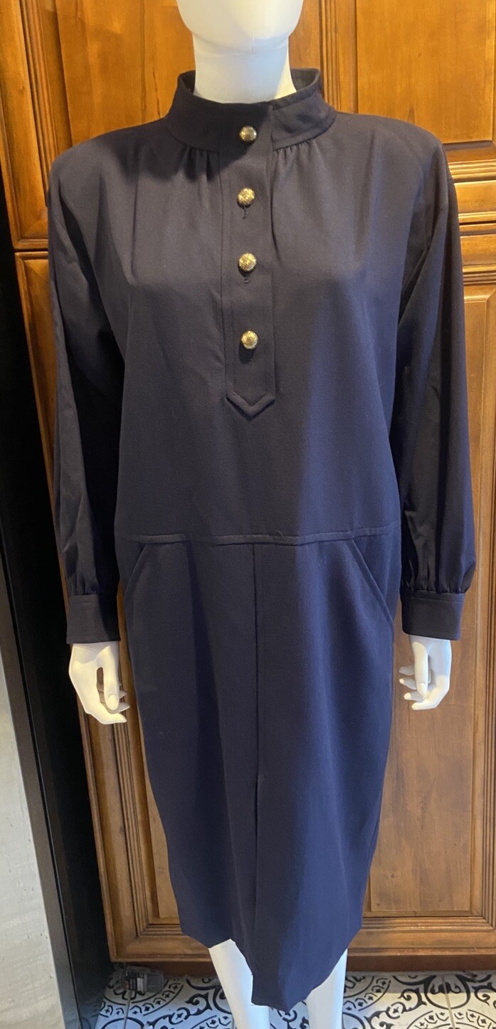 abito vintage Yves Saint Laurent Rive Gauche anni '80 marina 42 Madi in Francia