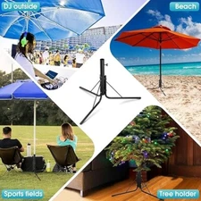 Outdoor Tripod Umbrella Stand Holder  with Ground Stake for Garden, Beach Sand