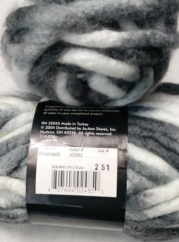(2) Sensations SPECTRUM Yarns - Black White Color - Wool Blend Knit Fiber Art - Picture 3 of 3