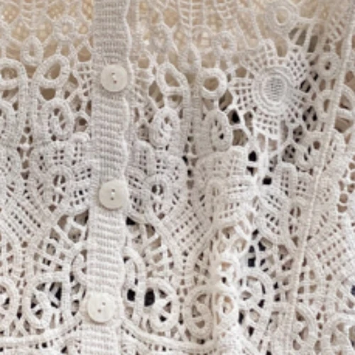 Cardigan bolero donna uncinetto spalle scoperte maglia pizzo crop top copricostume - Foto 8 di 15