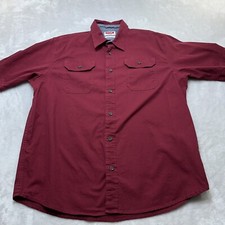 Wrangler Shirt Mens Large L Red Button Up Casual Pockets Outdoors Work