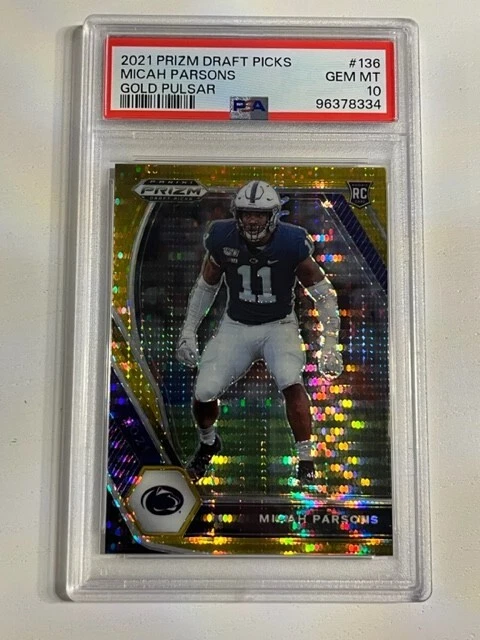 Micah Parsons Panini Prizm Draft Picks #136 Gold Pulsar
