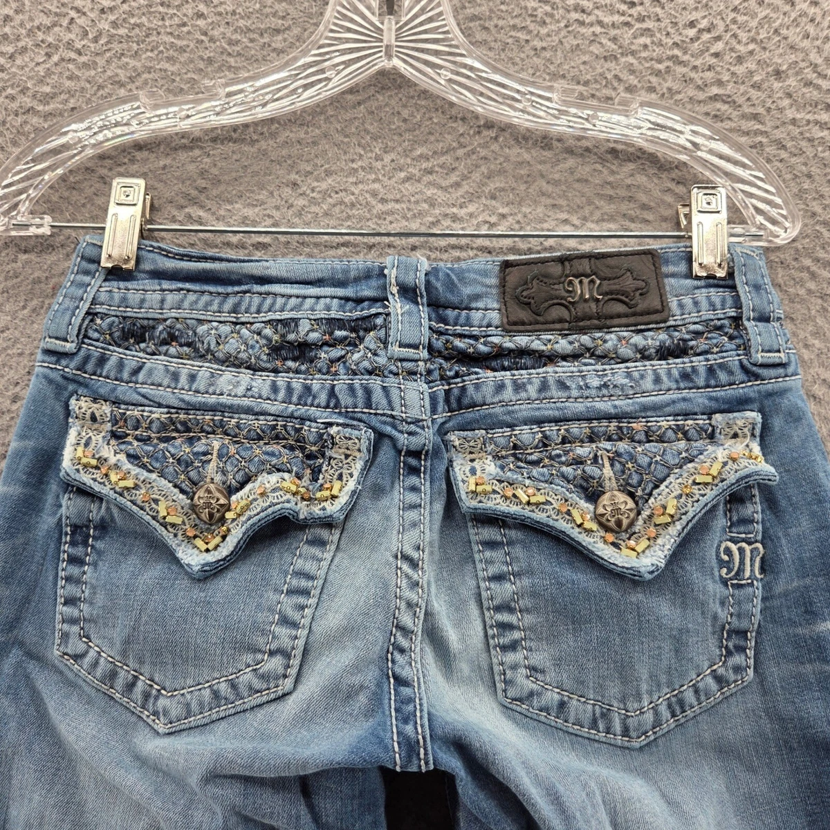 Jean Capri Miss Me Taille 25 – Bleu Vieilli, Coupe Basse, 19 Cm De Jambe