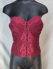 Curvation Bustier Corset 42D Lingerie Burgundy Red Romantic Sexy Goth Steampunk