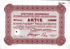 Stettiner Oderwerke Aktiengesellschaft f&uuml;r Schiff- und Maschinenbau 1936 100 RM